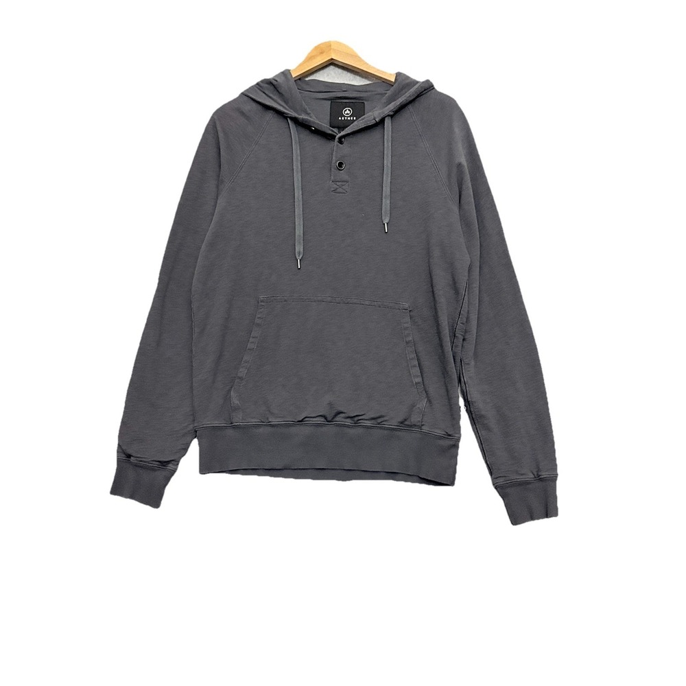 Aether‎ Apparel 100% Cotton Gray Hoodie Kangaroo Sweatshirt Size 2 Med Outdoor